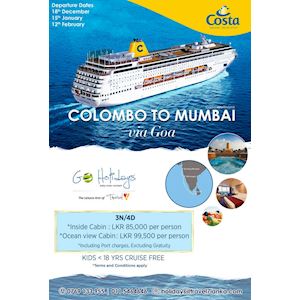 Colombo to Mumbai Via Goa