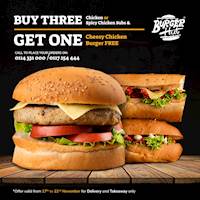 Buy 3 Chicken/Spicy Chicken Submarines & Get a Cheesy Chicken Burger absolutely free at Burger Hut