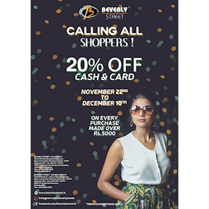 20% Off for cash and card at Beverly Street