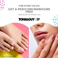 Get a Pedicure or Manicure Free With every facial at Toni & Guy 