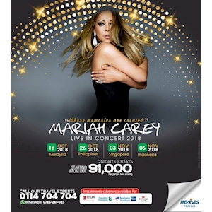 Mariah Carey Live In Concert for 2 Nights and 3 Days from Hemas Travels