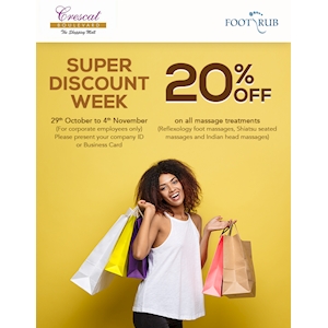 Enjoy 20% discount at FootRub when you walk in at Crescat Boulevard