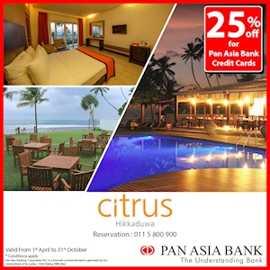 Up to 25% Off at Citrus Hikkaduwa for Pan Asia Bank Cardholders