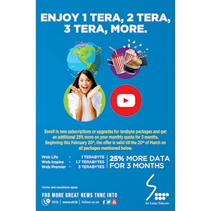 25% More Data for 3 Months from Sri Lanka Telecom