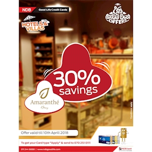 30% Savings at Amaranthe for NDB Cardholders