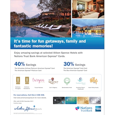 Enjoy amazing savings at selected Aitken Spence Hotels with Nations Trust Bank American Express Cards 