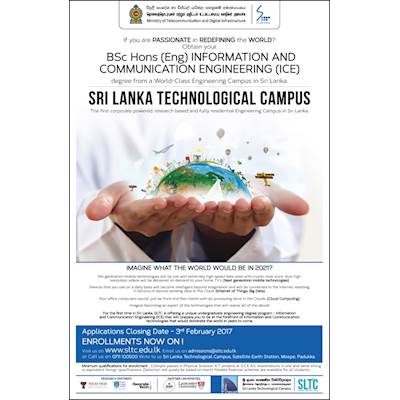 BSC HONS (ENG) INFORMATION AND COMMUNICATION ENGINEERING degree from SLTC