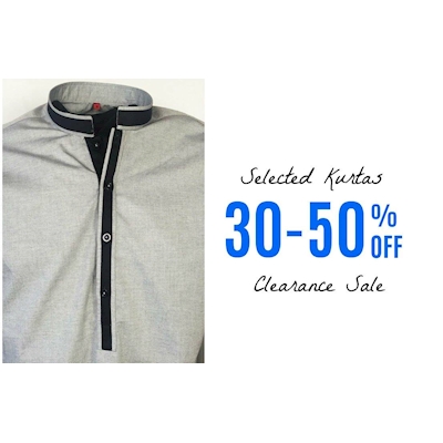 CLEARANCE SALE on selected Kurtas from 30 to 50% OFF at STEEL BLUE 