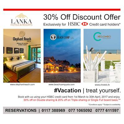 30% OFF Discount Offer exclusively for HSBC Credit card holders at C-NEGOMBO Hotel 