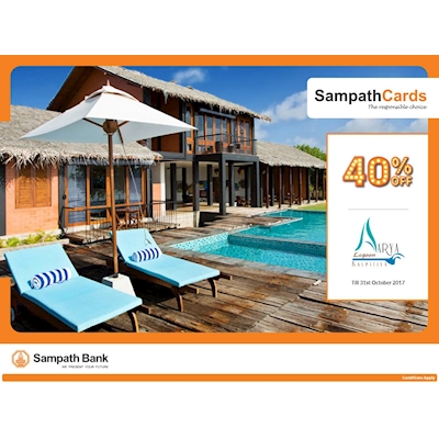 Relax yourself at Aarya Lagoon with 40% off on Sampath Cards 