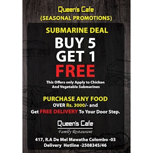 Buy 5 Get 1 Free on Submarines from Queen's Cafe
