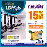 Enjoy 15% Off at Naturals Unisex Hair and Beauty Salon for Arpico Privilege Cards 