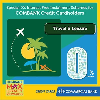 Special 0% Interest free installment schemes for Combank Credit cardholders on Travel & Leisure 