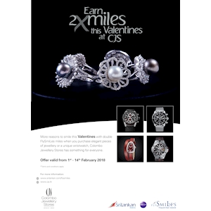 Earn 2X miles this Valentines at Colombo Jewellery Stores