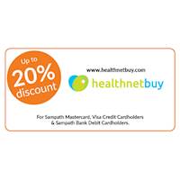 20% discount at www.Healthnetbuy.com for all Sampath Mastercard and Visa Credit Cardholders.