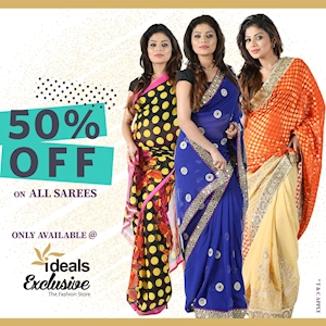 50% Off on All Sarees at Ideals Exclusive