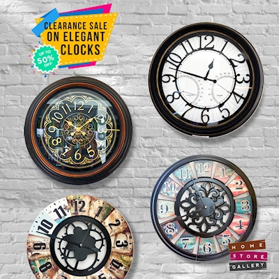 Clearance Sale Up to 50% OFF on Elegant Clocks from Home Store Gallery 