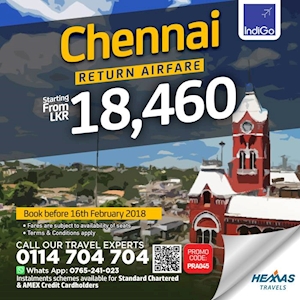 Indigo Special Return Airfares from Chennai from Hemas Travels 