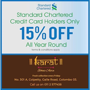 15% off on Standard Chartered Cards at Karat