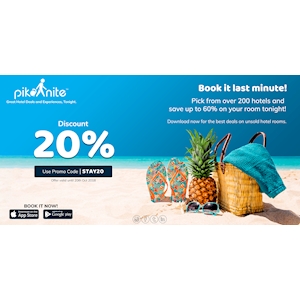 Save an extra 20% on your hotel stay when you book with Pikanite!