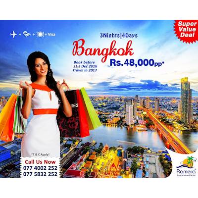 BANGKOK Best Tour packages from RAMECA TRAVEL and LEISURE until 31st December 2016
