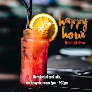 Happy Hours on Buy 1 Get 1 Free on selected Cocktails from The Station