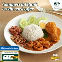 20% off your total bill with Commercial Bank credit cards this month at PappaRich 