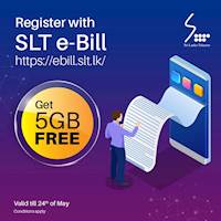  5GB Free data for every successful registrations done between 24th April to 24th May 2020 at Sri Lanka Telecom