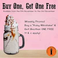 Buy a Ruby Milkshake & get another one Absolutely FREE at Indulge Desserts Co 