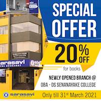 Special Offer Newly opened Sarsavi Branch - 20% off for books