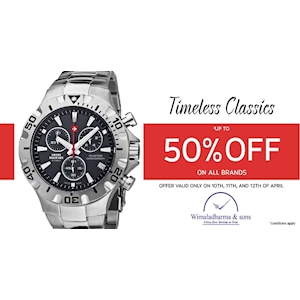 Up to 50% Off on all Branded Watches from Wimaladharma & Sons