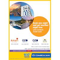 Book one night and get another night free with ComBank Credit Cards.