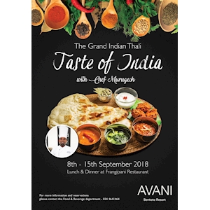 The Grand Indian Thali Taste of India with Chef Murugesh at Avani Bentota Resort