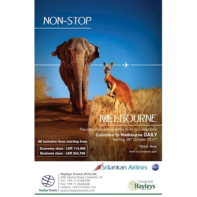 Travel NON STOP from Colombo to Melbourne DAILY from SRILANKAN AIRLINES 