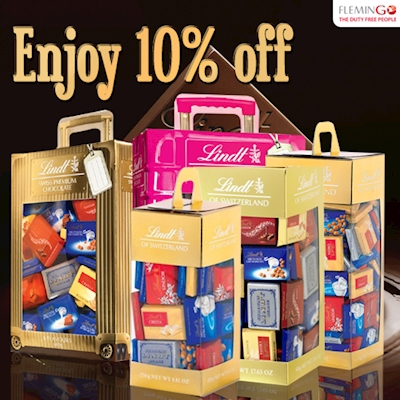 Buy any of this Lindt Chocolates with 10% discount at FLEMINGO DUTY FREE COLOMBO