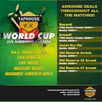 Awesome deals throughout all the Cricket World Cup Matches at Taphouse by RnR