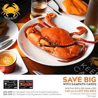 Enjoy up to 25% Off with your Sampath Bank Cards at MInistry of Crab