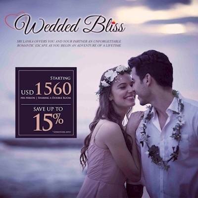 Save up to 15% for the Wedded Bliss for an unforgettable Special Honeymoon package from JETWING TRAVELS 