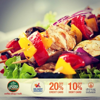 Head over to URBAN GREEN and enjoy special discounts on all food and beverage with your Sampath Bank Cards 