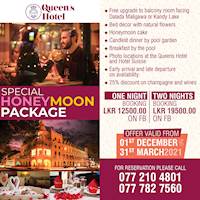 Special Honeymoon Package at Queen's hotel Kandy