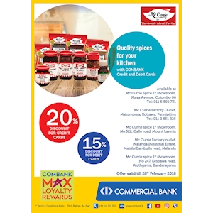Mc Curie - Quality spices for your kitchen with Combank Credit and Debit Cards 