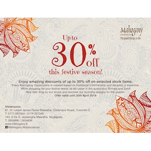 Up to 30% Off this festive season at Mahogany Masterpieces