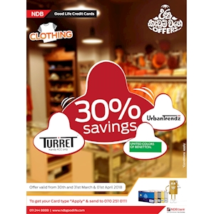 30% Savings for NDB Cardholders from selected stores