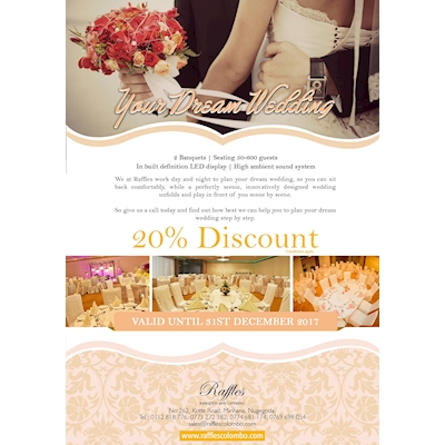 Plan your Dream Wedding at RAFFLES RESIDENCE and get 20% Discount 