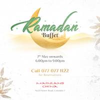 Experience the Iftar dinner buffet at Mainland China and indulge in an array of Ramadan delicacies for Rs. 1,999 nett