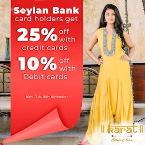 Upto 25% Off for Seylan Cardholders at Karat 