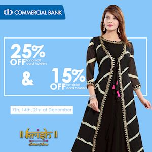 Upto 25% Off at Krish Ethnic Aura for Commercial Bank Cardholders