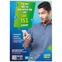 Pay your Bills via mCash App and Save 15% Instantly
