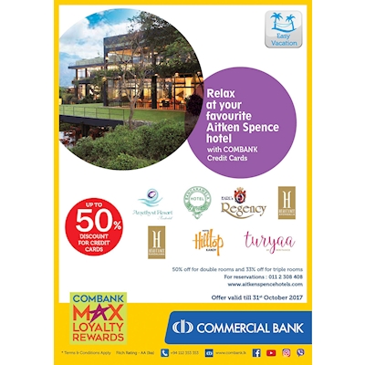 Relax yourself at your favourite Aitken Spence Hotel with Combank Credit Cards 