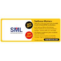 0% Interest installment plans available up tp 24 months with BOC Credit Cards at Sathosa Motors